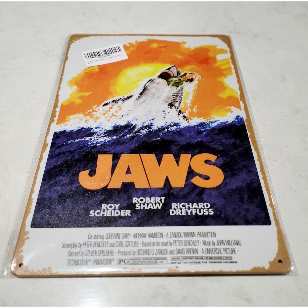 JAWS Film Poster 8x12 Metal Tin Movie Sign NEW Rustic Retro Style Repro Art